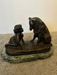 Buy Vintage Signed Cant You Talk G. Ferrad Girl Dog Bronze Statue Figure Artwork Art • 39.99£