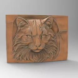 Buy 3D Printable Cat Haed Plaque Flat Back STL File For CNC Router 3D Printer Laser • 2.32£