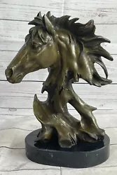 Buy Bronze Sculpture Horse Head Bust Solid Marble Base Gorgeous Quality Figure Sale • 443.20£