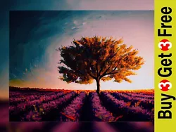 Buy Sunset Solitude, Vibrant Tree Oil Painting Print, 5 X7  On Matte Paper • 4.99£