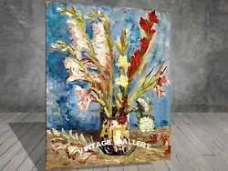 Buy Van Gogh Vase With Gladioli And Chinese Asters Flower CANVAS PAINTING ART 646 • 3.96£