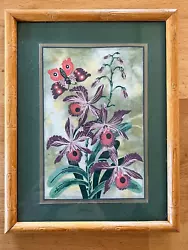 Buy Acrylic Paint On Canvas Of Oriental Iris Flowers Butterfly • 3£