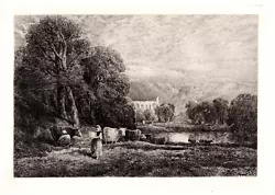 Buy Great 1800s DAVID COX Antique Etching  Bolton Abbey Landscape  FRAMED Signed COA • 172.87£