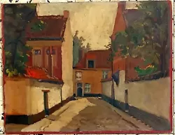 Buy Amsterdam Beguinage Oil Cardboard Painting 1935 Signed • 83.20£