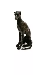 Buy Hot Cast Solid Bronze Sculpture Seated Greyhound Small Dog By Muhmood Tahir • 54.99£