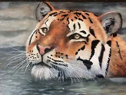 Buy Tiger Wild Animal Original Oil Canvas Painting UK Artist Wildlife A T Jones   • 175£