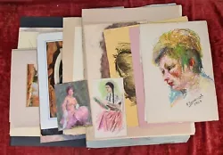Buy Collection Of 34 Drawings And Paintings. Several Authors. Twentieth Century. • 826.87£