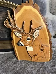 Buy Large Carved Painted Whitetail Deer On Wood Slab Live Edge Very 24 X 15 🦌 • 70.28£