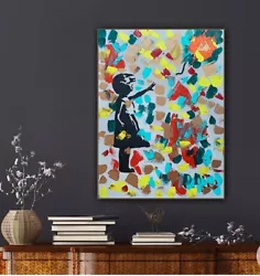 Buy Girl With Balloon Like Banksy Oil Painting On Canvas 60 X 45cm Fun Day Ahead • 145£