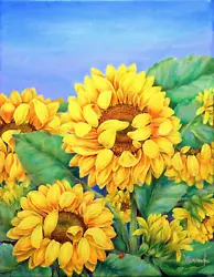 Buy Anastasia Woron   Sunflowers   Original Signed By Author Oil Painting 2020 • 301.99£