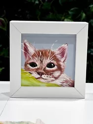 Buy Cat Original Oil Painting-FRAMED Pet Art Painting, Animal Kitten Home Decor • 50£