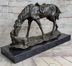 Buy Thoroughbred Horse Labrador Dog Nuzzling Loving Playing Bronze Marble Figurine • 329.80£