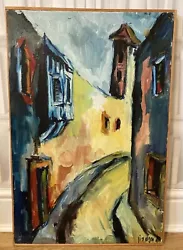 Buy Vintage 1967 Abstract Street Scene Oil Painting On Canvas Signed Dated • 150£