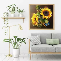 Buy Sunflower Butterfly Oil Paint By Number Kit Frameless Drawing Picture Wall Decor • 6.27£