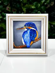 Buy Kingfisher Oil Painting FRAMED Realism WildLife Bird Original Artwork Decor Sale • 50£