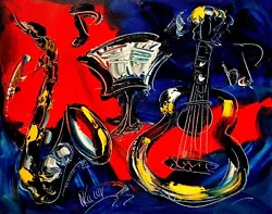 Buy Jazz MUSIC  SUPERB PAINTING  Abstract Pop Art Painting  Canvas Gallery  T98oy9 • 105.06£