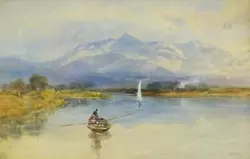 Buy PAINTING Lake Scene With Boat Signed ECS Dated 1892 50x38cm SLEEPER • 78.99£