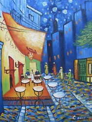Buy Vincent Van Gogh Large Oil Painting Canvas Art Classic Cafe Terrace At Night Rep • 22.95£