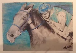 Buy Horse Racing Greeting Card Pastel Painting • 2.70£