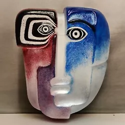 Buy Mats Jonasson DOMINO MASK Maleras Cyrstal  Signed Numbered 6/299 7  T Red Blue • 354.37£