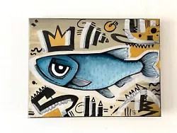 Buy Original Artwork Graffiti Lowbrow Signed Fish Wall Hung Low Brow Painting  • 40£