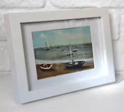 Buy Signed Vintage Small Oil Painting Depicting Boats At Leigh On Sea. Framed • 21.99£