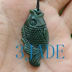Buy Natural Green Nephrite Jade Gemstone Fish Charm Pendant / Hand Carved Figurine • 14.08£