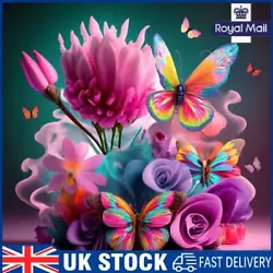 Buy 5D DIY Full Round Drill Diamond Painting Colourful Flowers Kit Home Decor30x30cm • 6.69£