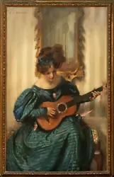 Buy Large 19th Century Portrait Of A Girl Playing Guitar WALTER ERNEST WEBSTER • 3,375£