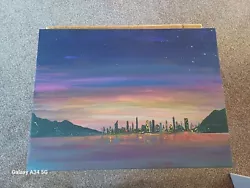 Buy Original Acrylic Night Cityscape Painting Canvas Wall Art • 7.50£