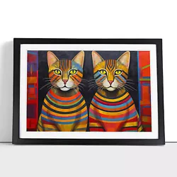 Buy Egyptian Cat Art Deco Framed Wall Art Poster Canvas Print Picture Home Painting • 29.95£