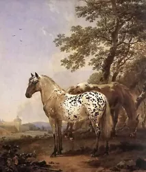 Buy Oil Painting Nicolaes Berchem - Landscape With Two Horses Under The Tree Canvas • 66.40£