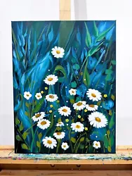 Buy Daisies Acrylic Painting Canvas Fine Art Home Decor Summer Bloom Flower Field • 220£