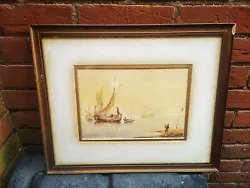 Buy Herbert William Gibbs Antique Watercolour Of Boats And Fisherman 1878, Framed,  • 175£