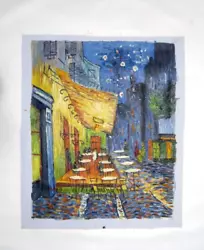 Buy Vincent Van Gogh Cafe Terrace At Night Hand Painted On Canvas Vintage 23 X19  • 165.37£