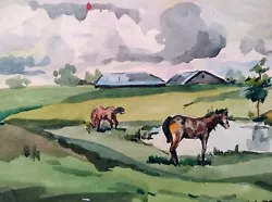Buy Watercolor Painting Horses Litvinov O Original Unframe Wall Hanging N1213AAA • 163.72£