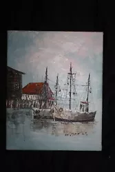 Buy Ships In Harbour Original Oil Painting Sign W Jones • 17£