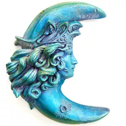 Buy BLue Moon Goddess, Ornamental Wall Sculpture For Home, Handmade Garden Decor • 64.50£