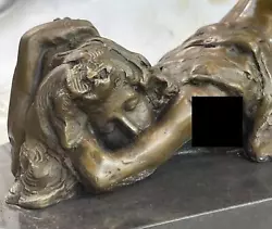 Buy Signed Bronze Sculpture Nude Highly Detailed Erotic Statue On Marble Nr Artwork • 631.37£