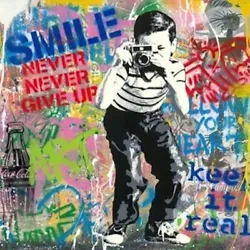 Buy  SMILE  By MR. BRAINWASH (ORIGINAL) PAINTING- Kaws - Haring - Warhol INCL- COA  • 9,077.63£