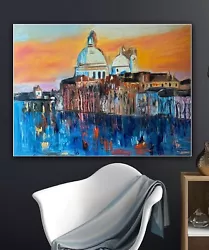 Buy Kandinsky Original Abstract Oil Painting On Canvas 100 X 80cm Venice Landscape • 375£