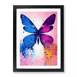 Buy Paint Splash Butterfly No.3 Abstract Wall Art Print Framed Canvas Picture Poster • 24.95£