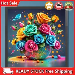 Buy 5D DIY Full Round Drill Diamond Painting Colourful Flowers Kit Home Decor30x30cm • 5.13£