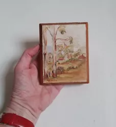 Buy Vintage Miniature Australian Landscape Oil Painting On Wood By Betty Brown • 22£
