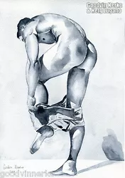 Buy PRINT Of Original Art Work Watercolor Painting Gay Male Nude  Blue  • 21.26£