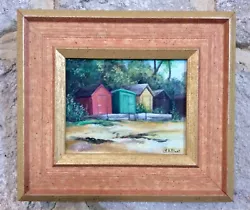 Buy Genuine 20th C. Signed Miniature Oil Painting,BEMBRIDGE BEACH HUTS,Isle Of Wight • 0.99£
