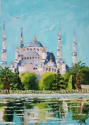 Buy Istanbul Painting Türkiye Art Blue Mosque Wall Art Istanbul Travel Original 12x8 • 73.78£