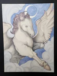 Buy Vintage 90s Michael Thomas Gay Artist Watercolor Painting White Pegasus Horse • 475.34£