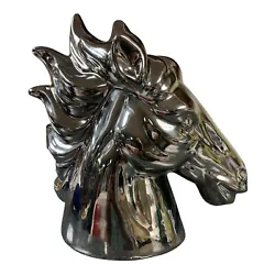 Buy Wild Horse Head Sculpture Ceramic Silver Metal Finish 11 X11 X5.5  Beautiful • 71.32£
