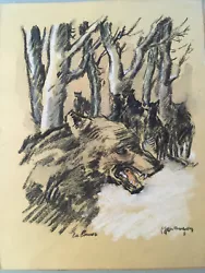 Buy Lot 10 Drawing Painting Charcoal Hal Hermanson Canada Inuit Bellboy Wolf Wood • 128.28£